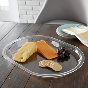 Bandeja de acrílico de forma ovalada para servir en el hogar, Hotel y restaurante, Color claro, café, comida, ensalada y aperitivos, bandeja para servir suministros de Hotel - Product Image 1