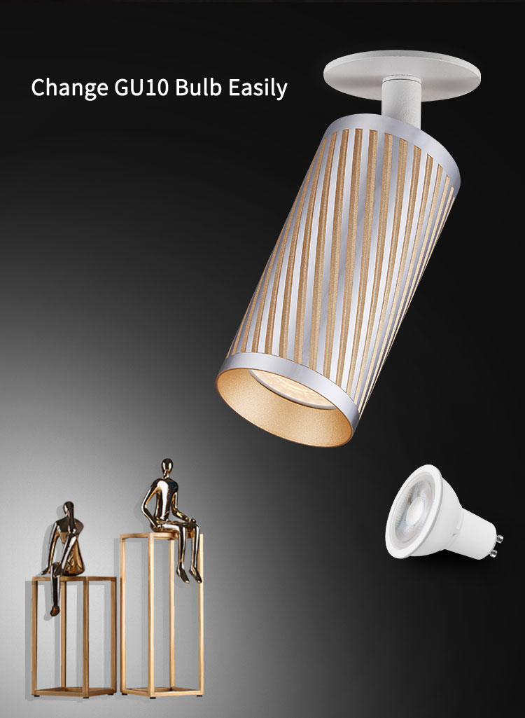 Black Aluminium GU10 Downlights Cylinder Surface Mounted Spotlight Adjustable