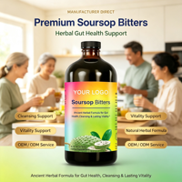 Tetes Herbal Alami Ekstrak Vegan Label Pribadi OEM ODM Suplemen Imunitas Dewasa dengan Logo Kustom Soursop Bitters Drops