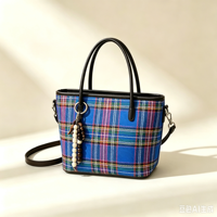 Tas Tote Tartan Skotlandia Kustom dengan Logo, Tas Belanja Motif Kotak-kotak, Tas Selempang Warisan Skotlandia untuk Grosir Inggris