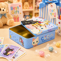 Boîte de rangement en fer blanc épaissi de forme carrée, de qualité alimentaire, avec motif de dessin animé personnalisé, gaufrage, recyclable, taille personnalisée, pour bonbons et friandises