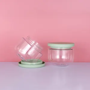 Transparent 8oz Plastic Jar Hair Mask Body Scrub Container 250ml Wide-Mouth PET Cosmetic Body Butter Jar with Lid