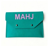 Sac de rangement portable en cuir synthétique vert clair imperméable pour Mahjong, étui porte-cartes magnétique, accessoire de jeu de table