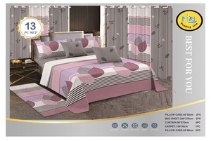 Phi phong cách màu hồng hoa in 13pcs tấm phẳng và Bộ rèm - Product Image 4