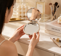 Miroir de maquillage compact pliable double face personnalisé avec logo sur mesure
