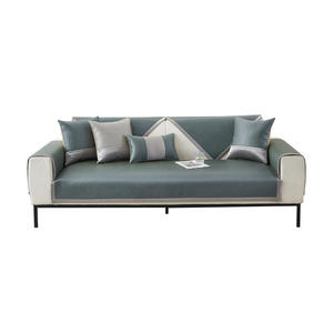 Cojín de Sofá de Seda Reciclada, Color Gris, Verde Oscuro, Verde Lago, Champán, Color Sólido, Fresco, Antideslizante, Transpirable, Funda de Asiento de Verano - Product Image 2