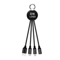 Logo lumineux 3-en-1 porte-clés multifonctionnel câble de données fil de charge gainé TPE Portable tissé un à trois cadeau