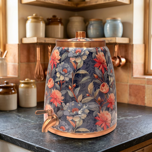 Distributeur d'eau chaude et froide en cuivre avec motif floral et robinet, réutilisable, garantie de 3 ans pour usage domestique - Product Image 2
