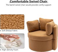 Chaise d'appoint moderne Sherpa en tissu Coussin de chaise pivotant en forme de baril surdimensionné Rangement marron pour meubles de salon et de maison