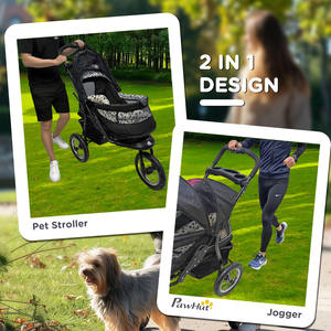 Poussette pliable pour chien/chat JXB Walks Relax Outdoor Travel en tissu Oxford respirant à 3 roues - Product Image 4