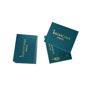 Luxury Green Paper Card Custom Printing Embossed Gold Foil Stamping Business Card