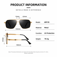 Lunettes de soleil polarisées pour hommes, lunettes de vision nocturne, adaptées aux hommes et aux femmes, monture carrée rétro en alliage, verres solaires pour hommes UV400