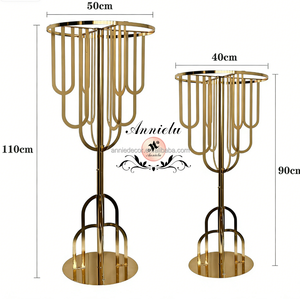 Support à fleurs haut en métal doré ANNIELU Art Déco, <span class=keywords><strong>colonne</strong></span> pour centre de table de mariage, support de vase, décoration pour grands événements et fêtes - Product Image 5