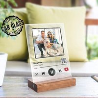 Plaque musicale personnalisée écologique et tendance avec support en bois, couverture d'album, chanson, art acrylique personnalisé, cadeau Spotify