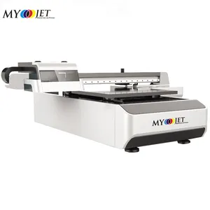 Myjet 60cm flatbed plastik akrilik cam uv yazıcılar UV BASKI MAKİNESİ döner eksen ile