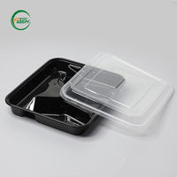 Flash Black PP Plastic Meal Prep Bakjes met Transparante Deksels, Rechthoekig Design voor Afhaalmaaltijden en Cateringdiensten