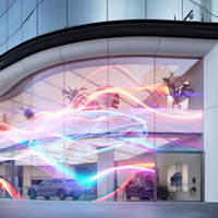 Pantalla de visualización LED transparente flexible con función de animación para ventanas de centro comercial Pantalla de película LED transparente en centros comerciales