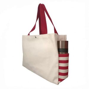 Sac fourre-tout en toile robuste personnalisé avec logo, grandes poches latérales et poche intérieure, sac de shopping en coton réutilisable en gros - Product Image 1