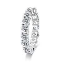 Cincin Eternity Moissanite Potongan Bulat 3mm Perak Sterling S925 Berkilau Tinggi Tahan Lama Dapat Disesuaikan, Perhiasan Hadiah Ulang Tahun