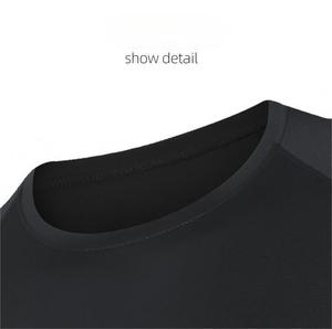 Camiseta deportiva en blanco ajustada para hombre, ropa de entrenamiento de gimnasio elástica de tejido transpirable, manga corta con cuello redondo para baloncesto - Product Image 3