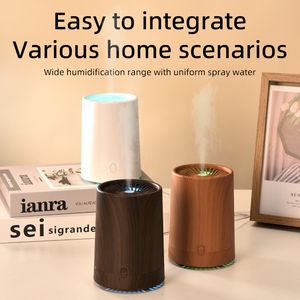 Modern Design USB Ultrasonic Mist Aroma <strong>Diffuser</strong> 160ml <strong>Humidifier</strong> Quiet Wood Grain Colorful Lights for Home Office Hotel - Product Image 2