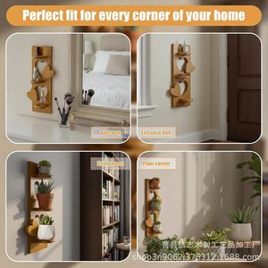 Wooden <b>Wall</b> <b>Mounted</b> Storage Rack 3 Tier Heart Shape <b>Shelf</b> For Bedroom Living Room Plant Corner Display - Product Image 1