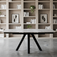 Ensemble de table à manger carrée extensible de luxe moderne personnalisable pour hôtel, en céramique frittée de 12 mm, 6 places