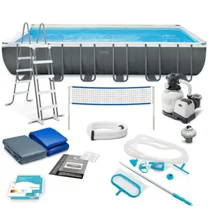 Hot sale 26368 intex pool frame swimming pool sand filter pump& brine system 732*366*132 cm above ground pool
