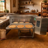 Four à pizza commercial à gaz avec bande transporteuse en acier inoxydable pour pizzeria, boulangerie, restaurant, fast-food