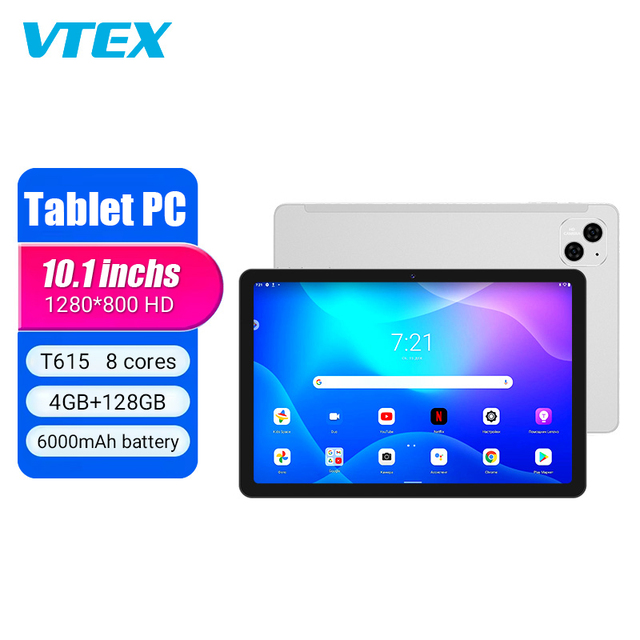10.1 " T615 1.6GHz Octa Core Processor Android 15 Tablet HD In-Cell Screen 4GB RAM 128GB ROM 6000mAh Battery Tablet Computer