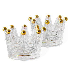 ホットガラスクラウンキャンドルホルダー、ティーライトキャンドルホルダー、ボティブキャンドルホルダー、ガラス灰皿、テーブルセンターピース、パーティーデコレーション用 - Product Image 1