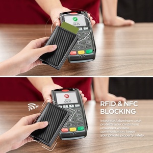 TILONSTAR TVC201 Portable Slim Minimalist Bank Credit Pop up Wallet Metal Leather Aluminum RFID <b>Card</b> <b>Holders</b> - Product Image 5
