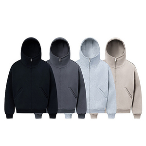 Heren Premium <span class=keywords><strong>Custom</strong></span> Dual-Zip Hoodie Zwaargewicht Franse Badstof Streetwear Jack Minimalistische Vintage Casual Effen Capuchon 244 - Product Image 1