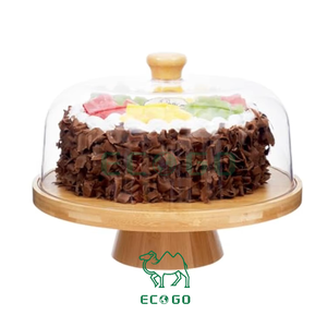 Soporte y Plato para Pastel de Bambú Eco Go de Alta Calidad con Color Personalizable para Fotografía de Alimentos y Exhibición de Bocadillos - Product Image 1