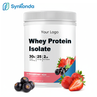 2 livres de poudre d'isolat de protéines de lactosérum, 30 g par portion, saveur fraise et açaï, complément nutritionnel sportif à absorption élevée