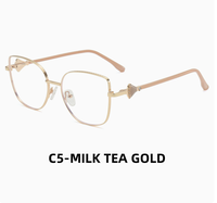 Gafas de Montura Grande de Metal Vintage, Lentes Transparentes de Moda para Rostros Grandes, Monturas Ópticas de Estilo Sencillo y Fresco