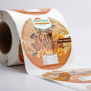 Étiquette personnalisée pour aliments surgelés, rouleau d'autocollants ronds en BOPP imperméable avec logo pour l'emballage des coupes de crème glacée - Product Image 4