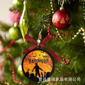 Adorno de Madera para Halloween, Redondo de 9 cm, Decoración Acrílica 3D, Decoración para Fiestas en Interiores - Product Image 3
