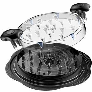 Déchiqueteur de poulet rond en plastique transparent portable, outils de cuisine, outil manuel pour déchiqueter la viande de poulet avec couvercle transparent - Product Image 1