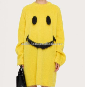 <span class=keywords><strong>Pull</strong></span> maxi en maille douce surdimensionné unisexe pour <span class=keywords><strong>femme</strong></span>, maille <span class=keywords><strong>de</strong></span> luxe originale, neuf avec étiquette, coupe ample, col rond, jaune, sourire - Product Image 5