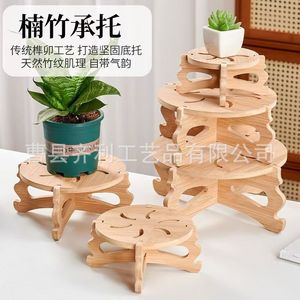 Soporte de madera para macetas, estante decorativo multifuncional de bambú para sala de estar, hogar y oficina - Product Image 4