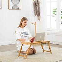 Combohome Plateau d'ordinateur portable de grande taille Plateau de lit de table basse d'ordinateur de sol en bambou, bureau d'étude pliable à hauteur réglable