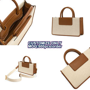 <span class=keywords><strong>Paparazzi</strong></span> PA0631-B à l'étranger usine Bolsa De Hombro longue sangle épaule toile bandoulière sac fourre-tout avec cuir - Product Image 3