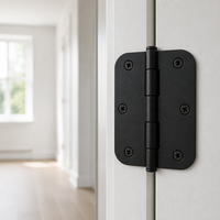 Bisagra de puerta estándar americana de 3.5 pulgadas con esquina de radio de 5/8 pulgadas, bisagra de mortaja completa US19 en negro mate