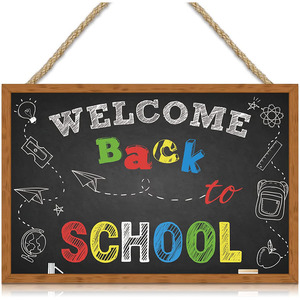 Panneau en bois coloré pour la rentrée scolaire - 30x20cm, plaque de tableau noir en bois, décoration murale suspendue, décorations pour salle de classe, crèche, école maternelle - Product Image 1