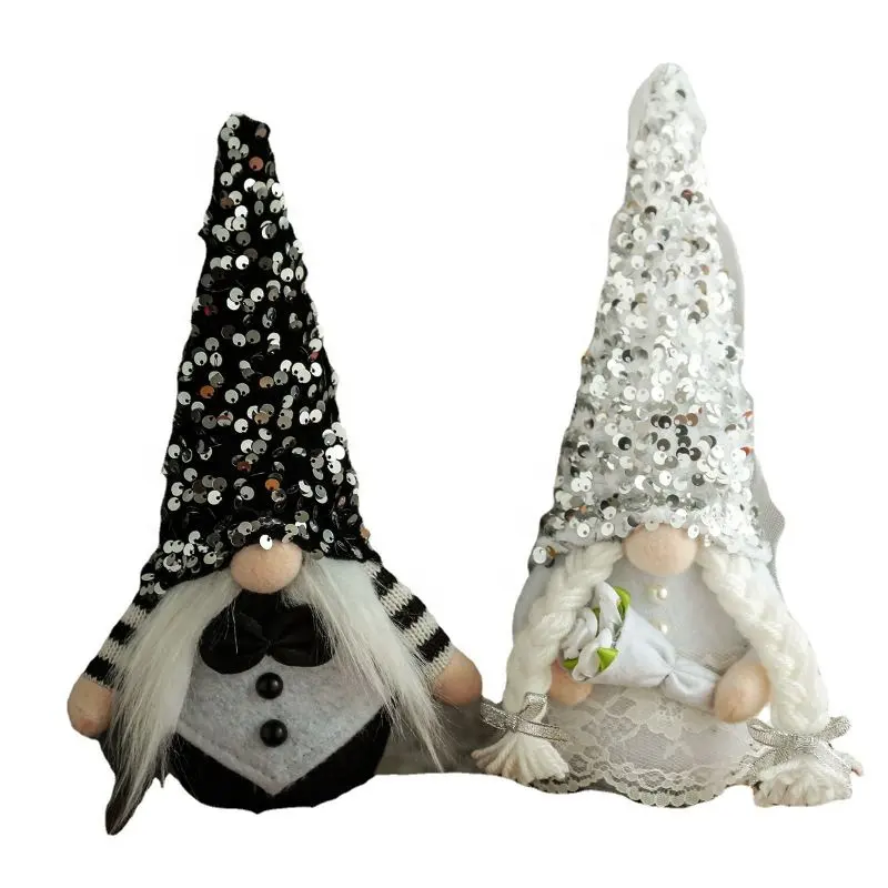 Newest Lovely Wedding Gnomes Doll Set Groom and Bride Wedding Dresses Pendants Hanging Ornaments for Wedding Decor