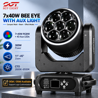 Mini projecteur à tête mobile Bee Eyes 7x40W RGBW 4-en-1 Zoom Wash Beam CTO 2800K-8500K avec contrôle par pixel DMX512 pour éclairage de scène d'église