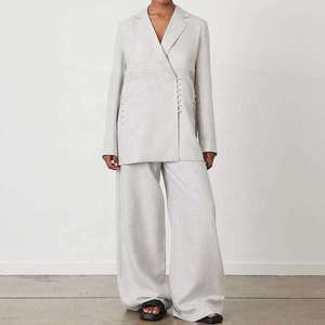 Set di biancheria personalizzata da <span class=keywords><strong>donna</strong></span> 2 pezzi <span class=keywords><strong>pantaloni</strong></span> larghi larghi e Set di <span class=keywords><strong>pantaloni</strong></span> in due pezzi Set di <span class=keywords><strong>pantaloni</strong></span> di <span class=keywords><strong>lino</strong></span> da <span class=keywords><strong>donna</strong></span> - Product Image 1