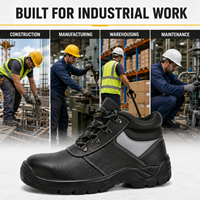 Bottes de sécurité basses en cuir de vachette imperméables pour l'été, avec embout en acier, semelle intermédiaire en acier anti-perforation et semelle en PU double densité, pour usine