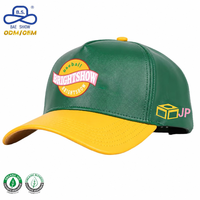 Nieuwe Trend Custom 5-Panel Lederen Baseball Caps Colorblocked Design Verstelbare Snap Back Caps Voor Mannen En Vrouwen Partij Causale Slijtage